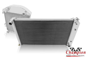 Chevy C10 Pickup Aluminum 3 Row Champion Radiator & 2-14" Fans CC161 