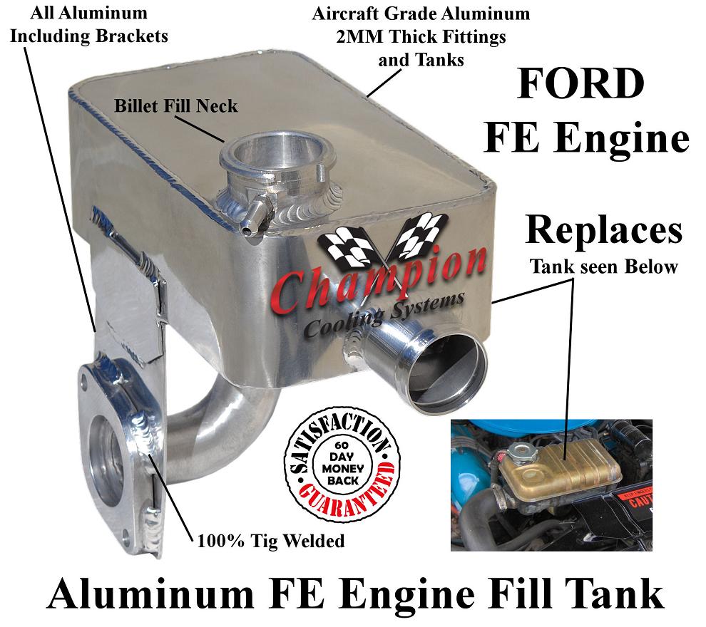 Aluminum Champion Ford FE Engine Expansion Tank #CC64GLT