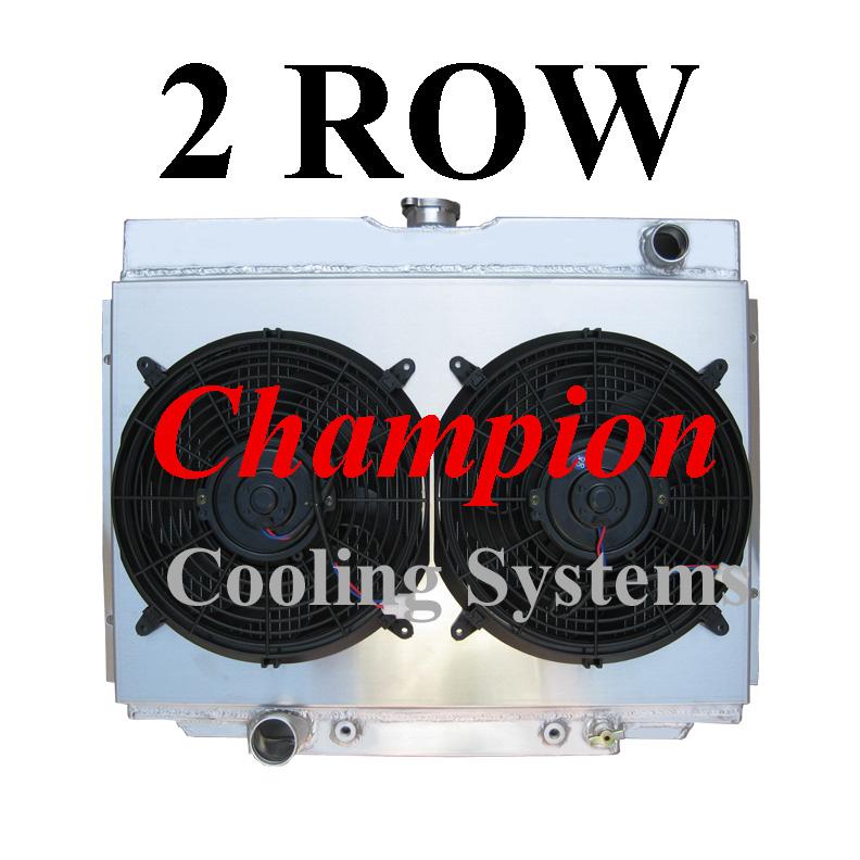 3-ROW ALUMINUM RADIATOR+2X 9/" FAN RED FOR 51-57 INTERNATIONAL HARVESTER L//R//S